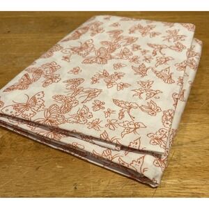 Vintage Sears Roebuck Twin Muslim Permaprest Butterfly Orange‎ Print Flat Sheet